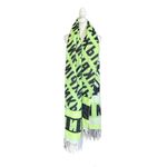 PINK - Victoria's Secret  Neon Green & Black Reversible Fringe Logo Blanket Scarf Photo 3
