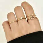 Boutique 4pc Gold Rhinestone Ring Set Photo 0