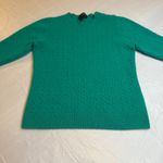 J.Crew Italian Cashmere Cable Knit Crewneck Sweater Green 3/4 Sleeve Size S Photo 2