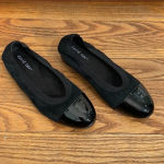 NWOB David Tate Nicole Cap Toe‎ Flat Black Suede Patient Leather size 5.5M Photo 2