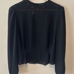 Neiman Marcus VINTAGE  Women’s Sheer Black Long‎ Sleeve Peplum Beaded Blouse Sz 4 Photo 0