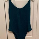 Aerie Sexy Smocked One Piece Swimsuit Dark Green Open Back Photo 2