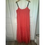 Maeve Anthropologie XL Coral‎ Tulle Tiered Midi Dress Sleeveless Orange Photo 2