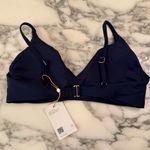 Quince NWT  Navy Blue Italian v-neck bikini top Sz L Photo 8