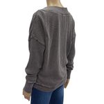 Z Supply  Emilia V Neck Brown Lightweight Waffle Knit Long Sleeve Top Womens S Photo 4