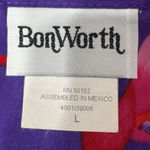 Bonworth Vintage Women’s Purple Red Hat Print Collar Button Front Blouse Size L Photo 4