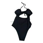 Aerie Black Cut Out Lightly Padded One Piece Minimalist Swimming Suit SZ M Photo 6