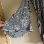 Boutique  Gray / Dusty Blue Long Sleeve Floral Embroidered Romper Size Large Photo 4