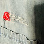 Vintage Faded Gear Denim Button Down Oklahoma University Embroidered Shirt Sz L Size L Photo 4