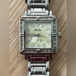 Decade Pearl and Crystal Ladies Watch Square Dial Metal Bracelet Silver Photo 1
