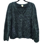 A New Day  Green Chenille Cozy Electric Chunky Boxy Granny Pullover Sweater XL Photo 0