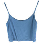 Brandy Melville Blue Ribbed Spaghetti Strap Crop Top Nylon Blend One Size Italy Photo 0