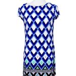 Jessica Howard  Women's Shift Dress Cap Sleeve Blue White Geo Print Size Medium Photo 0