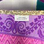 Women's Purple/Pink/Yellow 100%
Silk Long Sleeve Wrap Shirt Purple Photo 2