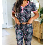 Shirley & Stone Halloween spiderweb jogger pajama set pink & black Size XL Photo 3
