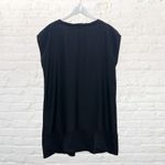 Eileen Fisher Dress Size L 100% Silk Black Shift Cap Sleeve V-Neck Photo 2
