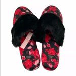 Victoria's Secret Victoria Secret Slippers Satin Red Black Floral Photo 3