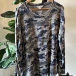 Three Dots Lightweight Sweater Blue and Gray Camo  - Size Large  Photo 0