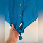 Midnight Sky Blue Pleated Buttoned Tie Photo 4