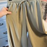 High Waist Wide Leg Palazzo Culottes Loose Pants Womens Small Olive Green Tan Photo 10