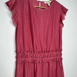 Ella Moon Mauve Pink Swiss Dot Overlay Smocked Ruffle Waist Dress Size Medium Photo 6