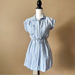 Japna  | Blue Striped Button Down Mini Dress Sz S Photo 1