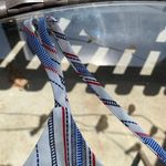 Xhilaration Red White Blue Black Striped Pattern Criss Cross Back Dress - Medium Photo 7