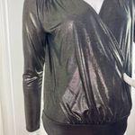 EXPRESS  Womens Gold Metallic V-Neck Long Sleeve Bodysuit Top Size XSmall. #361 Photo 6