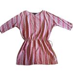 Elizabeth and James Tunic Dress Striped Drawstring Waist Casual L Photo 1