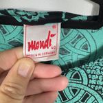 Mondi Vintage Long Sleeve Tunic Teal Blk Geometric Print Made in W Germany Sz 40 Green Size L Photo 1