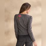 Sundance Evermore Bloom Embroidered Floral Charcoal Sweater size medium Photo 1