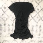 Cut Out Ruffle Ruched Bodycon Mini Short Sleeve Tie Front Wrap Short Dress Black Size XS Photo 9