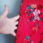 Torrid  Red Floral Gauze Lace Up Skater Mini Dress Photo 7