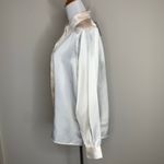 Jaclyn Smith VIntage NWT Satin Pleat Front Embroidered Placket Blouse IVory Sz 12 Photo 2