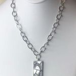 Lois Hill Mother of Pearl Inlay Sterling Silver Cutout Rectangle Toggle Necklace Photo 14