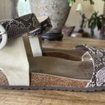 Geox Respira Snake Print Suede Sandals Size 39 Leather Cork Sole Italy Patent Photo 0