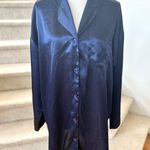 Victoria's Secret Victoria Secret Navy Satin Rose Applique Night Gown Sleep Dress Photo 0
