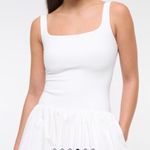 J.Crew Fitted Knit Dress with Poplin Skirt In White Bubble Hem Midi Dres… Photo 5