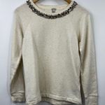 J.Crew Sweatshirt Womens Crewneck Pullover Sweater Jewels Embellished Ivory XS Photo 0