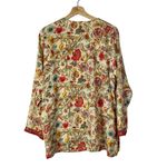 Biba Cream Colorful Floral Satin Printed Straight Long Sleeve Kurta Top M Red Size M Photo 1
