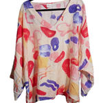 Suzanne Betro 3X Colorful Flowy Boho Tunic Top V Neck Cotton Blend Lightweight Photo 0