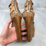 Casadei  Mesh Snakeskin Strappy Bandage Wrap Chunky Platform Block Heel Sandals Photo 7