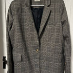 Dress Forum Boyfriend one button houndstooth plaid blazer jacket size large Photo 0