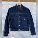 Goldsign The Pleat Cropped Denim Jacket size medium Blue Photo 0
