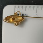 Art Deco Tribal Face Mask Label Stick Pin Gold Tone Unique Dangle Design 2 Inch Photo 3