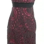 Anthropologie Floreat Sunrise and Midnight Gray Coral Pink Lace Overlay Dress 0 Photo 0