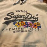 Superdry  Hooded Sweatshirt Size 10 Light Yellow Embroidered‎ Flowers Womens Photo 1