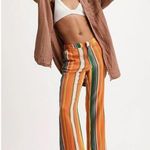 Free People Free People La Paz Striped Cropped Pants Orange Multi Colored NWT 6 Retro Boho Photo 0