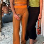 ZARA Orange & Brown Knit Crop Tank & Straight Leg High Rise Pants Matching Set M Photo 1