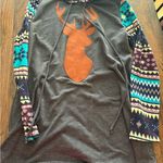 BE Stage Gray Hoodie with Deer Print and Patterned Sleeves L Size L Photo 0